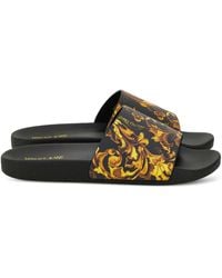 Versace Jeans Couture - Baroque-Print Slides - Lyst