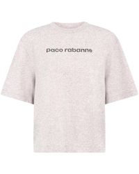 Rabanne - Logo-Print Rhinestone T-Shirt - Lyst