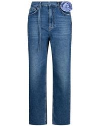 Liu Jo - Frayed-Hem Belted Straight-Leg Jeans - Lyst