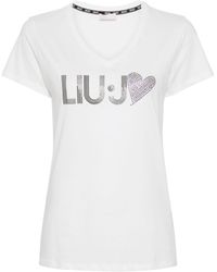 Liu Jo - ビーズディテールロゴ Tシャツ - Lyst
