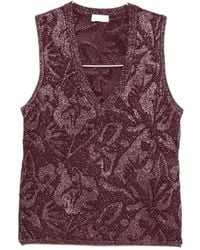 Liu Jo - Floral-Jacquard Metallic Top - Lyst