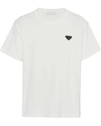 Prada - T-Shirt Aus Frottee Mit Triangel-Logo - Lyst