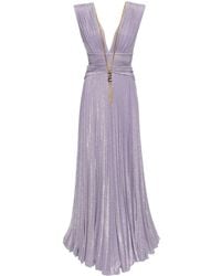 Elisabetta Franchi - Necklace-detail Pleated Maxi Dress - Lyst