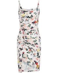 Rabanne - Drapiertes Kleid mit Blumen-Print - Lyst