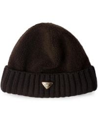 Prada - Fleece And Wool Beanie - Lyst