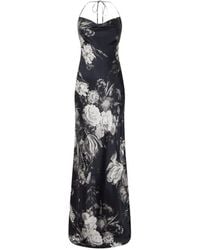 Roberto Cavalli - Maxi Floral-Print Cowl-Neck Dress - Lyst