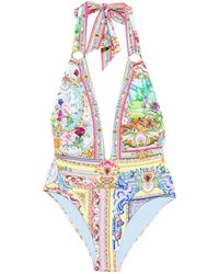 CAMILLA - Baroque Print Swimsuit With Jewel Embellishments A - Lyst