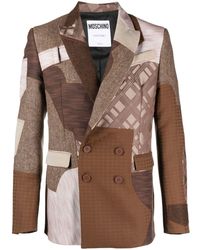 Moschino - Double-breasted Patchwork Blazer - Lyst