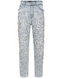 Philipp Plein - Crystal-Embellished Mom-Fit Jeans - Lyst