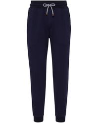 Brunello Cucinelli - Tapered Cotton Track Pants - Lyst
