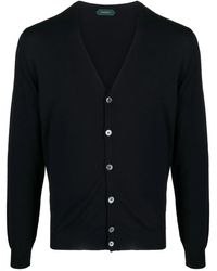 Zanone - Plunging V-Neck Fine-Knit Cardigan - Lyst