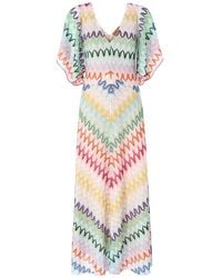 Missoni - Maxi V-Neck Chevron-Pattern Dress - Lyst