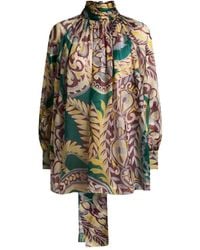 Etro - Floral-Print Turtleneck Blouse - Lyst