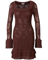 STAUD - Crochet-Knit Ruffled Mini Dress - Lyst