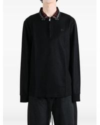 Burberry - Check-Collar Zip-Fastening Polo Shirt - Lyst