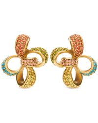 Oscar de la Renta - Large Clover Crystal-embellished Clip-on Earrings - Lyst