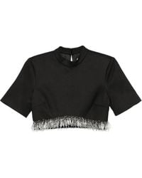 Jonathan Simkhai - Fringe-Trimmed Short-Sleeve Top - Lyst