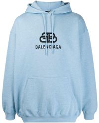 Balenciaga Printed Logo Hoodie - Blue