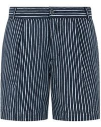 120% Lino - Linen Striped Shorts - Lyst