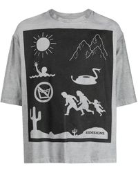 4SDESIGNS - Graphic-print Mélange-effect T-shirt - Lyst