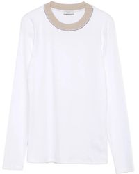 Peserico - Embellished-Round-Neck Top - Lyst
