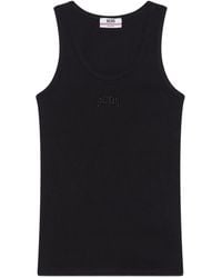 Gcds - Geribbelde Tanktop Met Borduurwerk - Lyst