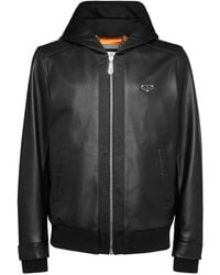 Philipp Plein - Leather Hooded Bomber Jacket - Lyst