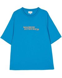 Maison Kitsuné - Go Faster-print Cotton T-shirt - Lyst