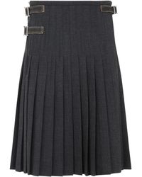 Prada - Midi-Plooirok Met Gespsluiting - Lyst