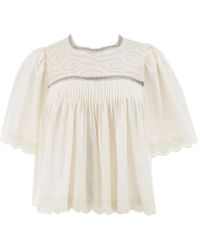 Sea - Larissa Embroidered Pleated Blouse - Lyst