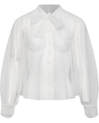 forte_forte - Sheer Pussy-Bow Blouse - Lyst