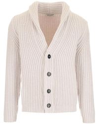 Al Duca d'Aosta - Ribbed-Knit Shawl-Collar Cardigan - Lyst