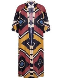 VOLANTIS - Cardy Geometric-Print Linen Kaftan - Lyst