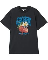 Ganni - T-Shirt With Strawberry - Lyst