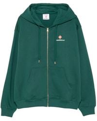 CASABLANCA - Logo-Embroidered Zip-Up Hoodie - Lyst