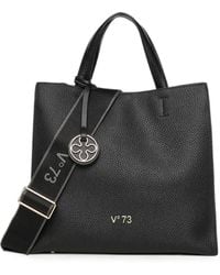 V73 - Logo-Plaque Pebbled Shoulder Bag - Lyst