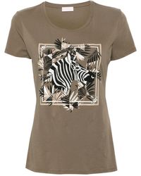 Liu Jo - Zebra-print Cotton T-shirt - Lyst
