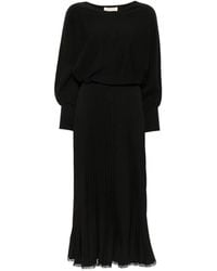 Twinset - Pleated Lace-Trim Midi Dress - Lyst