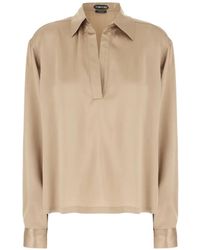 Tom Ford - Peach-Feel Silk Satin Polo - Lyst
