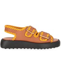 Tod's - Crochet-Trim Buckle-Fastening Flat Sandals - Lyst