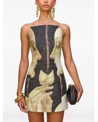 Cult Gaia - Portrait-Print Strapless Mini Dress - Lyst