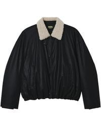 Mini Cream - Shearling-Collar Buttoned Jacket - Lyst