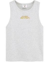 CASABLANCA - Ribbed Tank Top With Logo Print - Lyst