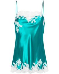 Carine Gilson - Lace-trim Silk Slip Dress - Lyst