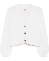 Allude - Ribbed-Trim V-Neck Cardigan - Lyst