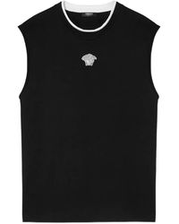 Versace - Camiseta Sin Mangas Bordada Con Medusa - Lyst