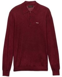 Prada - Wool And Silk Polo Sweater - Lyst