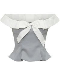 Stolen Stores - Bow-Detail Pleated-Trim Top - Lyst