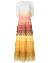Costarellos - Sinda Gossamer Lace Tiered Midi Dress - Lyst