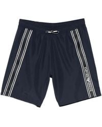 Emporio Armani - Logo-Print Drawstring Swim Shorts - Lyst